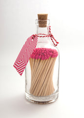Archivist Luxury Glass Bottle Matches - Neon Pink