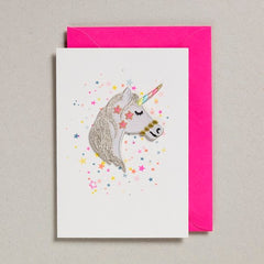 Petra Boase Iron on Patch Card - Unicorn Head