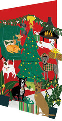 Roger la Borde Lasercut Christmas Card - Red Fireside Dogs