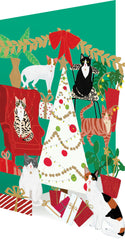 Roger la Borde Lasercut Christmas Card - Fireside Cats