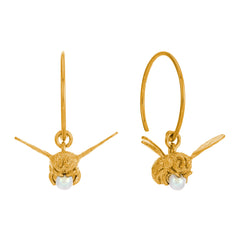 Alex Monroe Flying Bee with Pearl Hoop Earrings