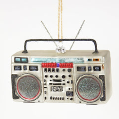 Retro Boombox Glass Ornament