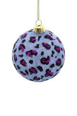 Cody Foster & Co Glittered Periwinkle Leopard Christmas Bauble