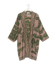 One Hundred Stars Giant Willow Green Collar Kimono