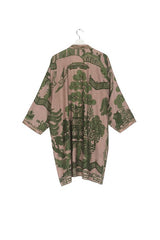 One Hundred Stars Giant Willow Green Collar Kimono