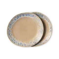 HKliving 70's Ceramic Side Plates Bark - Set of 2