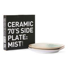 HKliving 70's Ceramic Side Plates Mist - Set of 2
