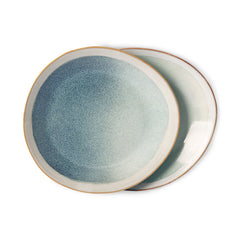 HKliving 70's Ceramic Side Plates Mist - Set of 2