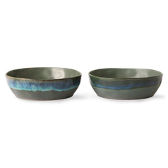 HKliving 70's Ceramics Pasta Bowls Moss - Set of 2