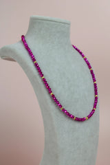 My Doris Cerise Shimmer Facet Necklace