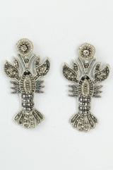 My Doris Beaded Silver Lobster Drop Earrings