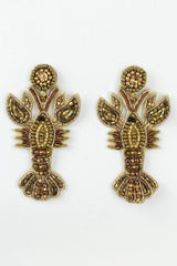 My Doris Beaded Gold Lobster Drop Earrings
