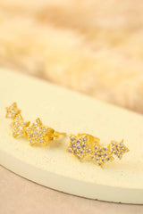 My Doris Triple Crystal Star Studs- Gold