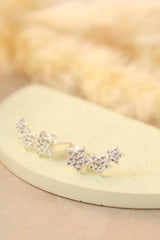 My Doris Triple Crystal Star Studs - Silver
