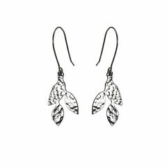 Just Trade Silver Triple Meadow Leaf Earrings
