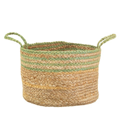 Sass & Belle Green Stripe Jute Storage Basket