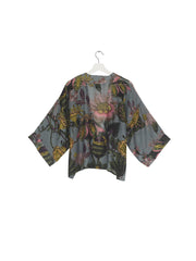 One Hundred Stars Eccentric Blooms Pewter Kimono