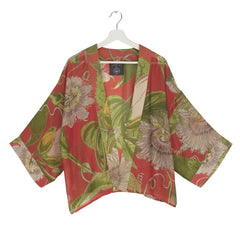 One Hundred Stars Passion Flower Red Scarlet Kimono