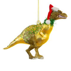 Sass & Belle Glitter Santasaurus Shaped Bauble Christmas Tree Decoration
