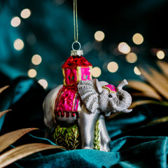 Sass & Belle Glitter Elephant Shaped Bauble Christmas Tree Decoration