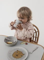 OYOY Mini Lion Bamboo Tableware Set - Grey