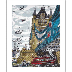 Tower Bridge Linocut Card - Art Angels by Mick Armson