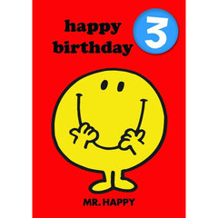 Mr. Happy Age 3 Badge Card