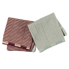 OYOY Living Stringa Dishcloth Aubergine / Rose + Pale Blue / Camel - Set of 2