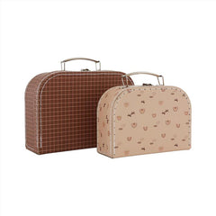 OYOY Mini Caramel / Powder Suitcase Mini Rainbow & Grid - Set of 2