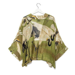 One Hundred Stars Stork Green Kimono