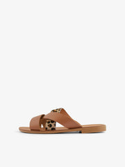 Pieces Naomi Leather Sandals - Leopard