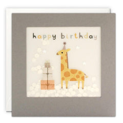 James Ellis Giraffe Birthday Card with Paper Confetti