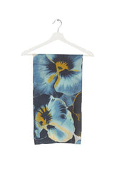 One Hundred Stars Pansy Grey Silk Square Scarf
