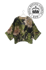 One Hundred Stars Passion Flower Black Kimono