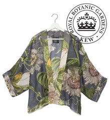 One Hundred Stars Passion Flower Grey Kimono