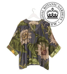 One Hundred Stars Passion Flower Grey Kimono