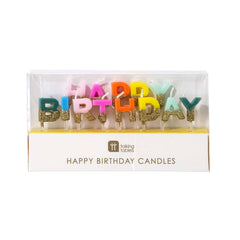 Birthday Brights Glitter Dipped Rainbow Happy Birthday Candles
