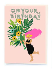 Noi Publishing Girl with Flowers Birthday Card