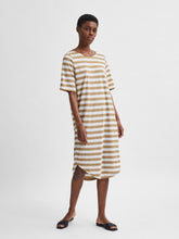 Selected Femme Slfivy Beach Dress - Kelp and Snow White Stripe