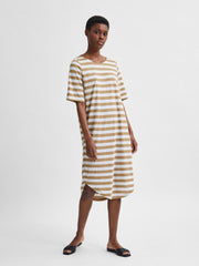 Selected Femme Slfivy Beach Dress - Kelp and Snow White Stripe