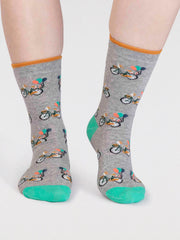 Thought Socks - Akia Organic Cotton Bike Socks Grey Marle