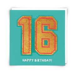 Age 16 Sequin Card - Redback Cards