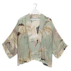 One Hundred Stars Stork Aqua Kimono
