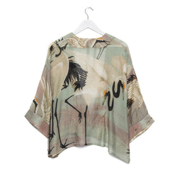 One Hundred Stars Stork Aqua Kimono