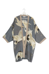 One Hundred Stars Stork Slate Collar Kimono
