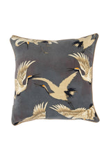 One Hundred Stars Stork Slate Grey Square Velvet Cushion Cover