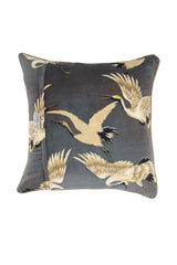 One Hundred Stars Stork Slate Grey Square Velvet Cushion Cover