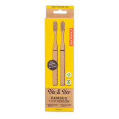 Kikkerland Bamboo His and Hers Toothbrush Duo