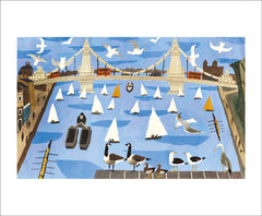 Art Angels - Sailing Boats and Bridge by Julian Trevelyan