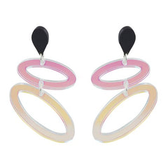 Toolally Asymmetric Ellipses Drop Earrings – Iridescent & Black